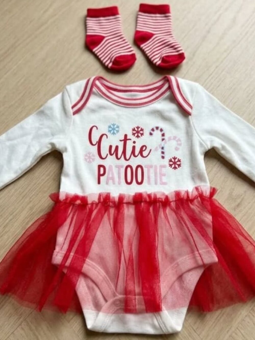 3-Piece Christmas Tutu Outfit Set 0–3 Months NWT #